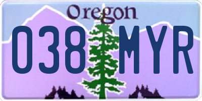 OR license plate 038MYR