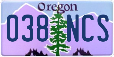 OR license plate 038NCS