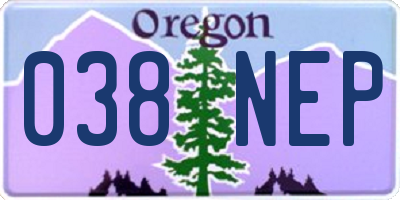 OR license plate 038NEP