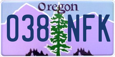 OR license plate 038NFK