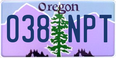 OR license plate 038NPT