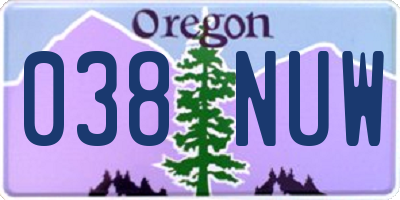 OR license plate 038NUW