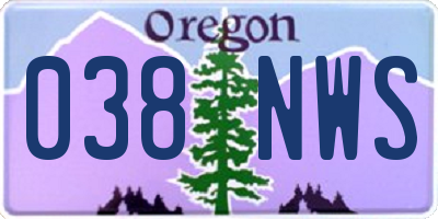 OR license plate 038NWS