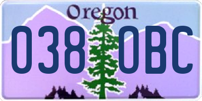 OR license plate 038OBC