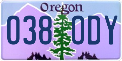 OR license plate 038ODY