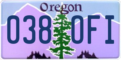 OR license plate 038OFI