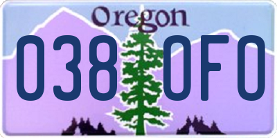OR license plate 038OFO