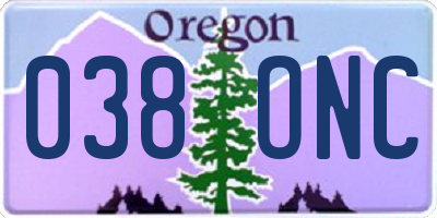 OR license plate 038ONC