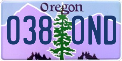 OR license plate 038OND
