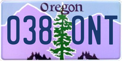 OR license plate 038ONT