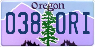 OR license plate 038ORI