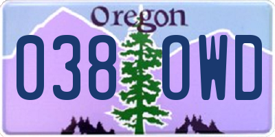 OR license plate 038OWD