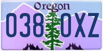 OR license plate 038OXZ