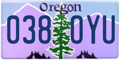 OR license plate 038OYU
