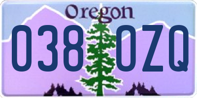 OR license plate 038OZQ