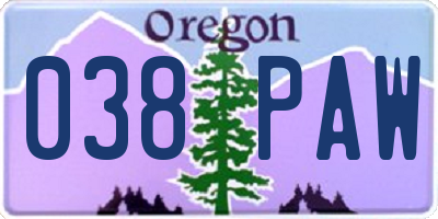 OR license plate 038PAW