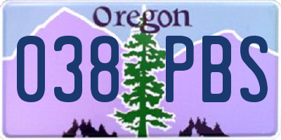 OR license plate 038PBS