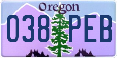 OR license plate 038PEB
