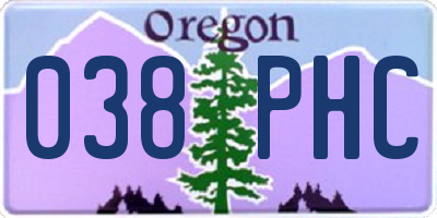 OR license plate 038PHC
