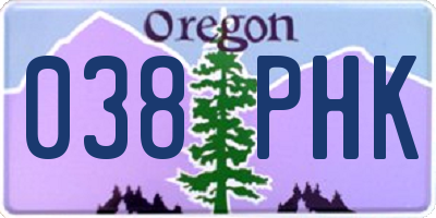 OR license plate 038PHK