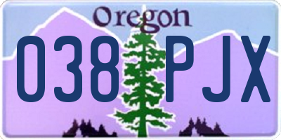 OR license plate 038PJX