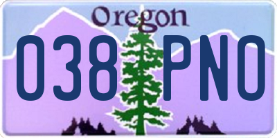 OR license plate 038PNO