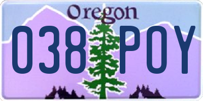 OR license plate 038POY