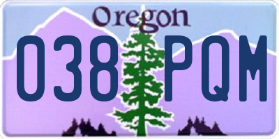 OR license plate 038PQM