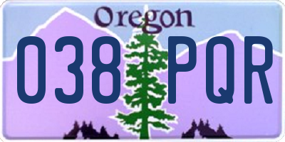 OR license plate 038PQR