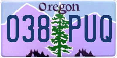 OR license plate 038PUQ