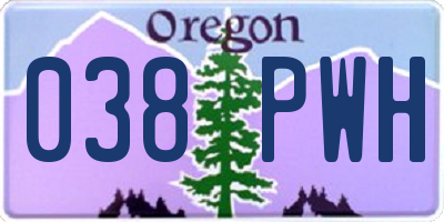 OR license plate 038PWH