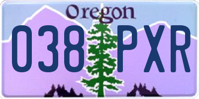 OR license plate 038PXR