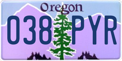 OR license plate 038PYR