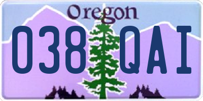 OR license plate 038QAI
