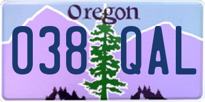 OR license plate 038QAL