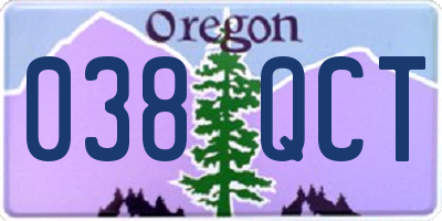 OR license plate 038QCT