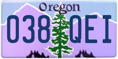 OR license plate 038QEI