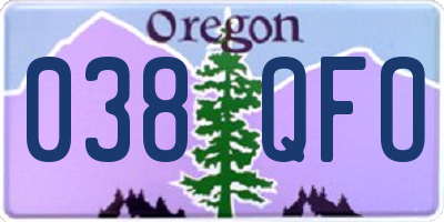 OR license plate 038QFO