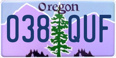 OR license plate 038QUF
