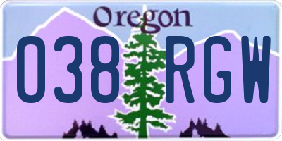 OR license plate 038RGW