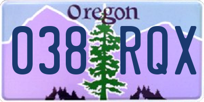 OR license plate 038RQX