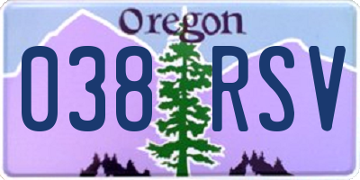 OR license plate 038RSV