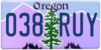 OR license plate 038RUY