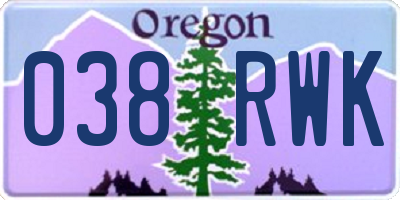 OR license plate 038RWK