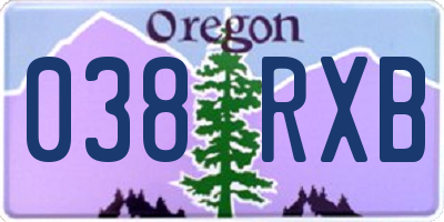OR license plate 038RXB
