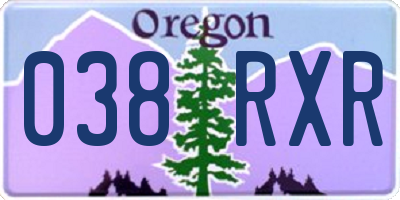 OR license plate 038RXR