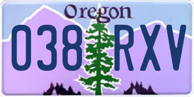 OR license plate 038RXV