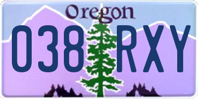 OR license plate 038RXY