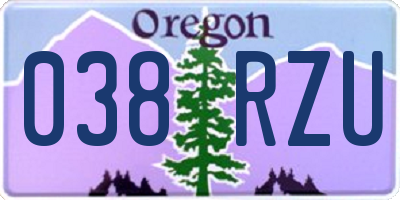 OR license plate 038RZU