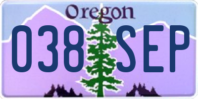 OR license plate 038SEP